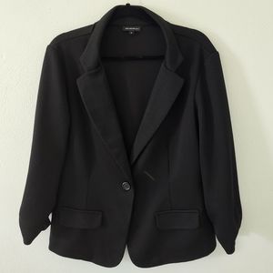 Textured relaxed fit black blazer